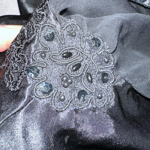 Satin and lace Black satin and Chiffon Romper wit lace and sparkle stones. Small - Picture 9 of 10